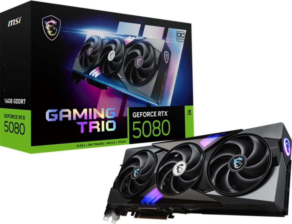 MSI GAMING GEFORCE RTX 5080 16G TRIO OC grafická karta Obrázek produktu 
