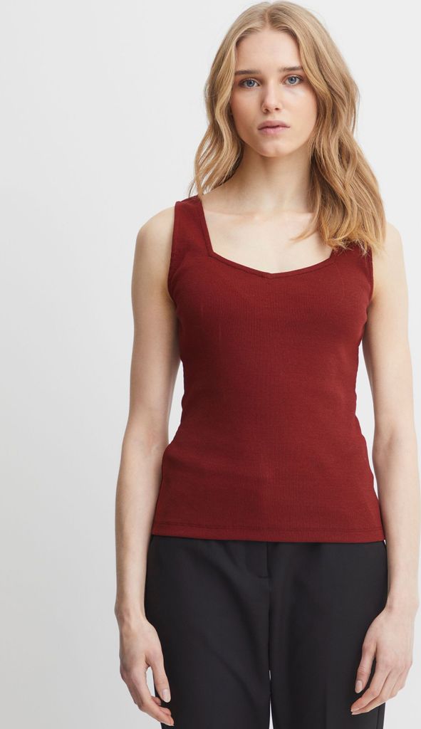 ICHI IHORETA TO2 Damen Top Kurzarm Shirt Basic Baumwolltop aus festerer Baumwolle eckiger Auschnitt Slim Fit