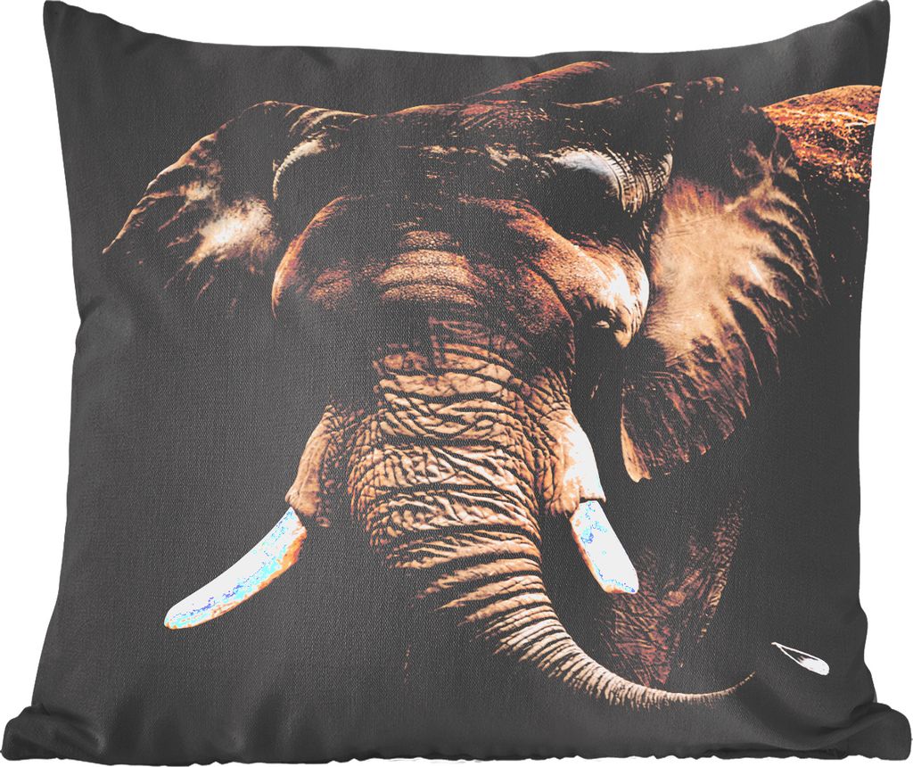 MuchoWow Zierkissen Sofakissen Wohnzimmer Dekokissen 50x50 cm Elefant - Tiere - Zähne - Komfort - Sofakissen