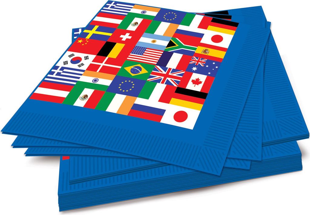 16 Flaggen Länder der Welt Servietten 33 cm x 33 cm -