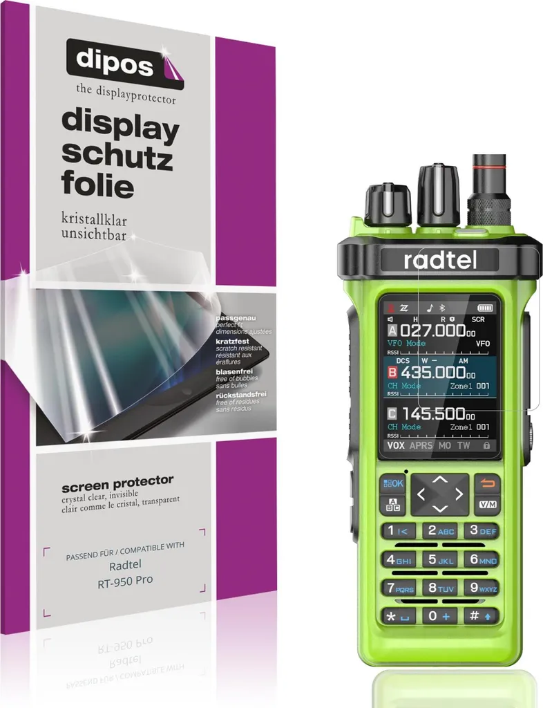 Radtel RT-950 Pro: 4 Pellicole Schermo dipos - Protezione Display Crystal