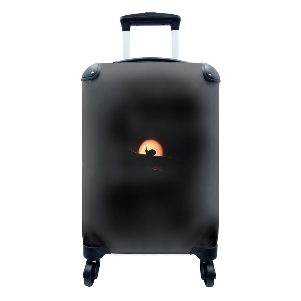 MuchoWow Koffer Handgepäck Trolley Rollkoffer Kleine Reisekoffer mit 4 Rollen - Schnecke steht vor der Sonne bei Sonnenuntergang - Cabin Size < ...