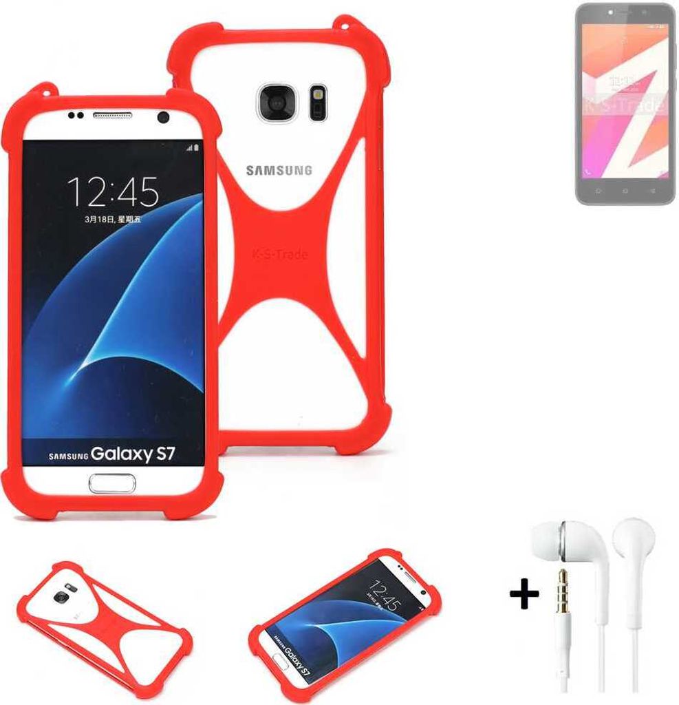 Handy-hülle + Kopfhörer kompatibel mit Lava Z1s Schutz-hülle Bumper Silikon Schutz Hülle Cover Case Silikoncase Silikonbumper TPU Softcase