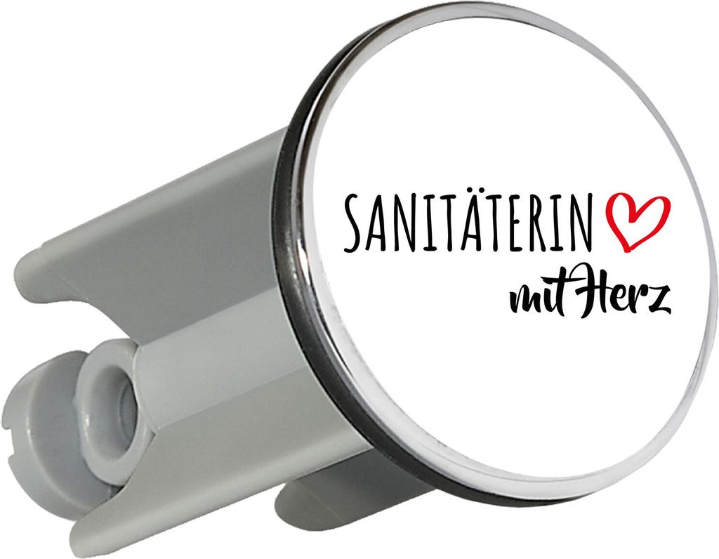 Huuraa Waschbeckenstöpsel Sanitäterin mit Herz 4cm höhenverstellbar Abflussstopfen Geschenkidee