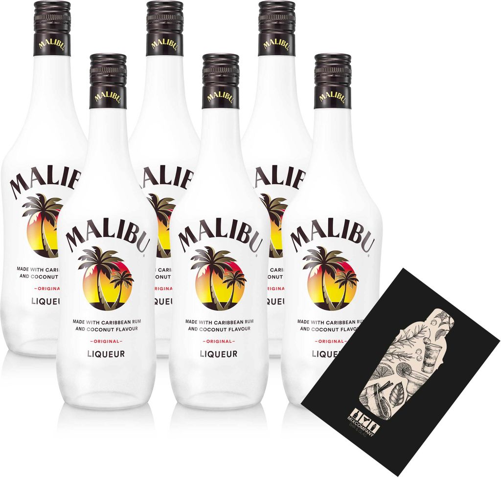 Malibu Kokosnusslikör 6er Set 0,7L (21% Vol) Caribbean Rum Produktbild 