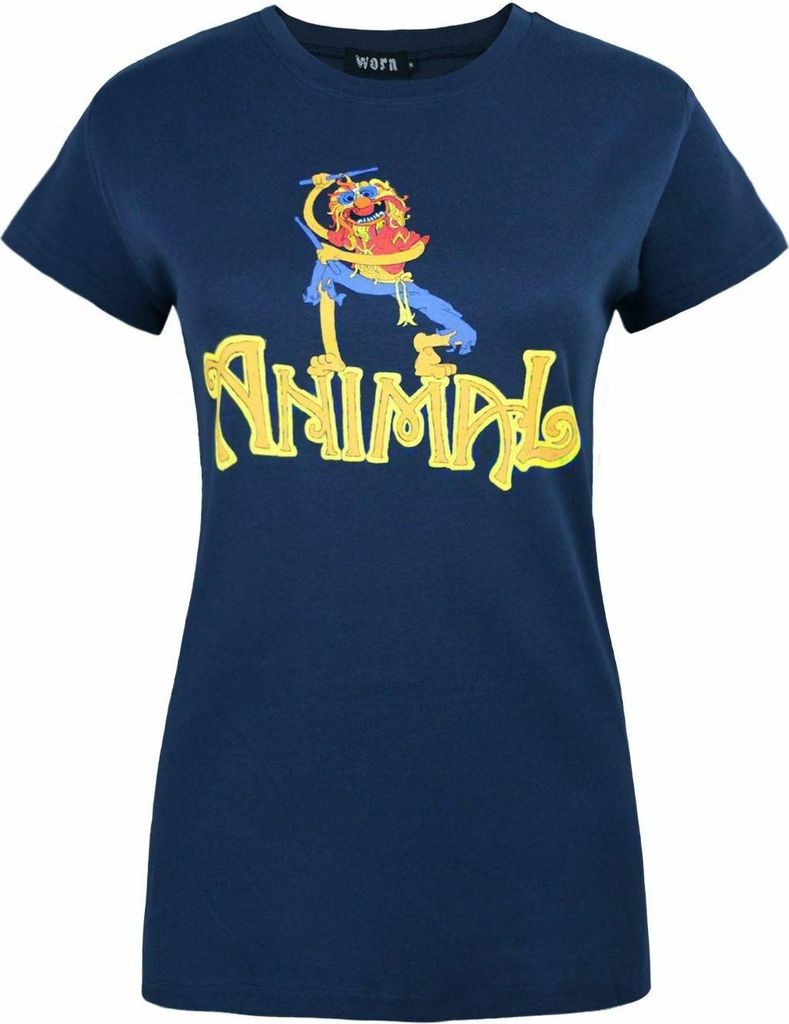 Worn - "Animal Drummer" T-Shirt für Damen NS6481 (XL) (Blau)