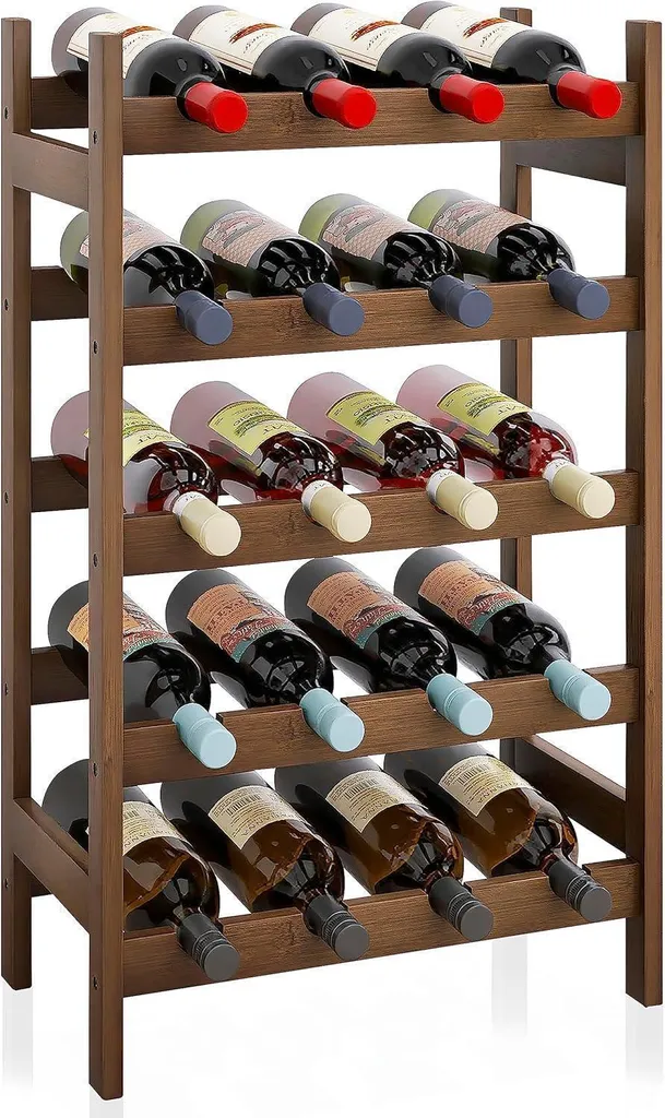 Meuble de stockage vin 20 bouteilles en bois - Gain de place pour petit espace
