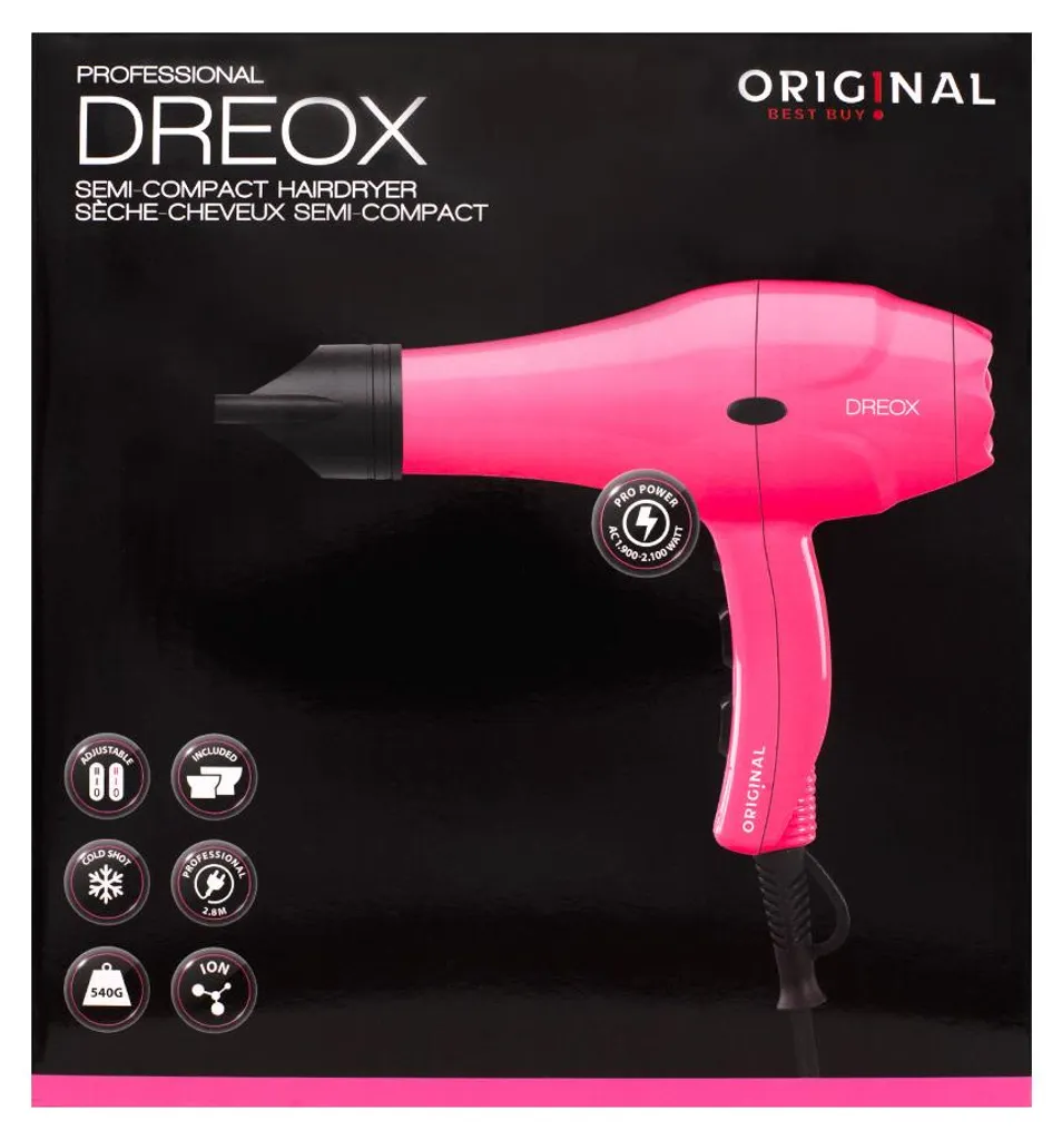 Sèche-cheveux Dreox Phon Pink Idéal pour Brushing et Lissage Rapide Rose