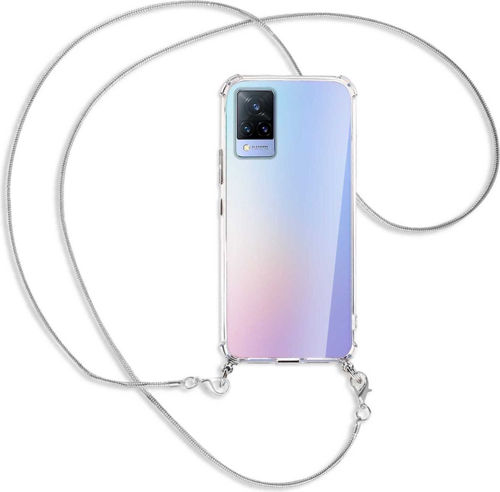 Handykette Backcover-Schutzhülle mit Band (Metall silberfarben) für vivo V21 4G (V2066) / 5G (V2050) - silberfarbene Kette Snake
