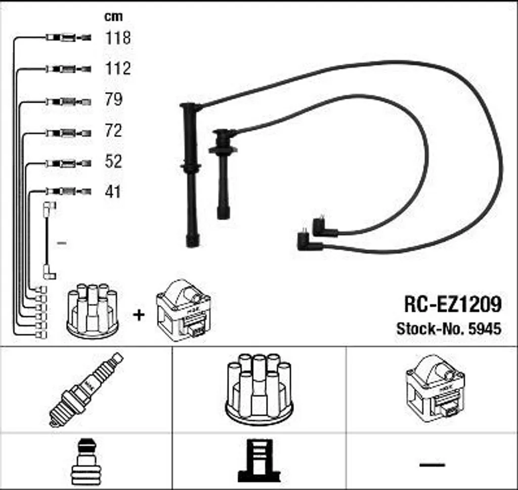 Faisceau d'allumage NGK 5945 pour Mazda 323 BA motorisation essence