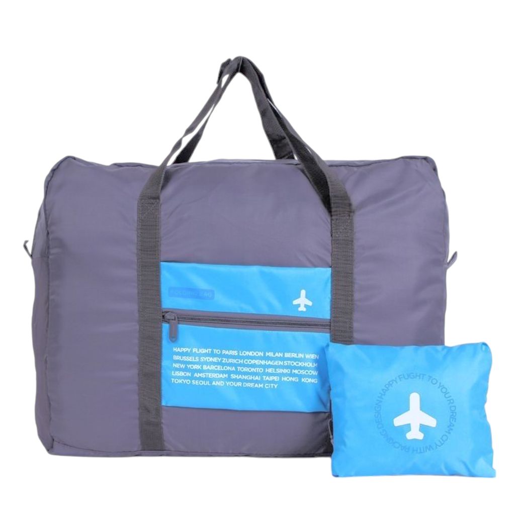 Reisetasche Blau faltbar Bordgepäck 32L Tasche Sporttasche Umhängetasche Freizeittasche