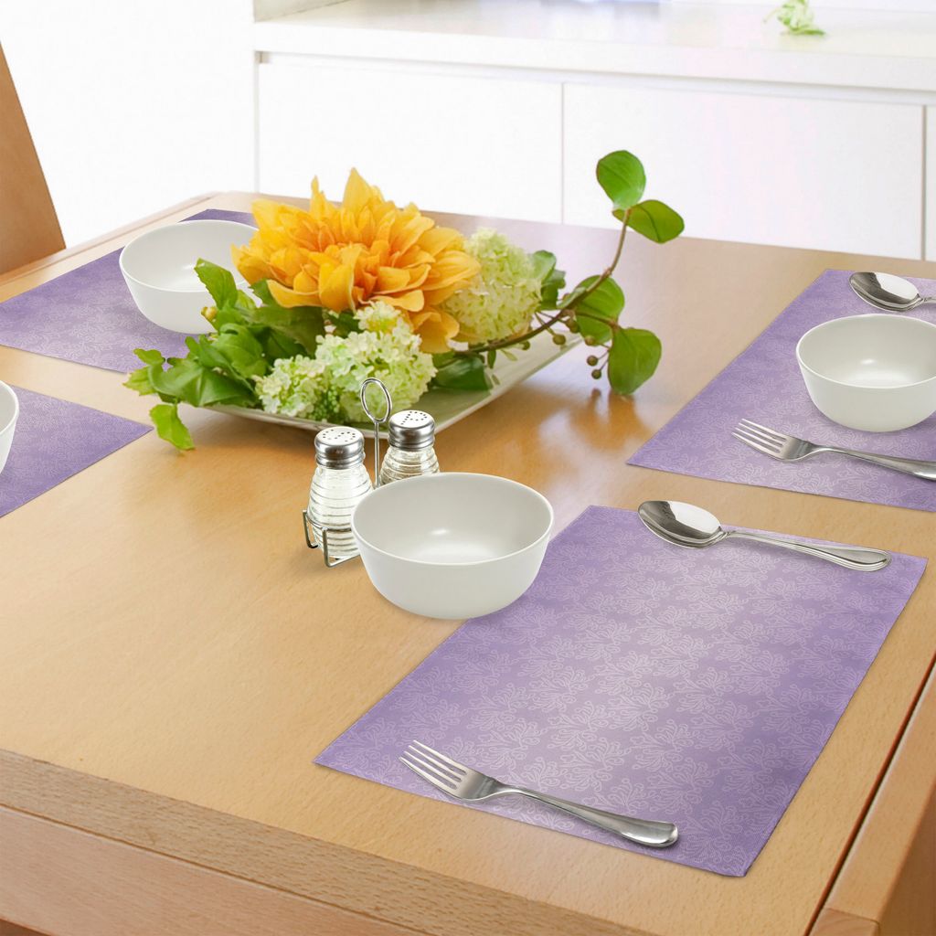 ABAKUHAUS Lila Platzmatten, Einfarbiges Muster mit barocken Swirl-Motiven Renaissance Style Vintage Revival Fliese, Tiscjdeco aus Farbfesten Stoff ...