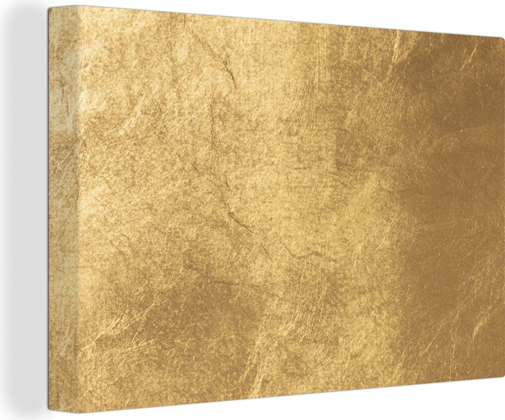 OneMillionCanvasses - Leinwandbilder - 150x100 cm, Licht fällt auf eine goldene Wand, Wandbilder Kunstdruck Wanddekoration - Foto auf Leinwand -...