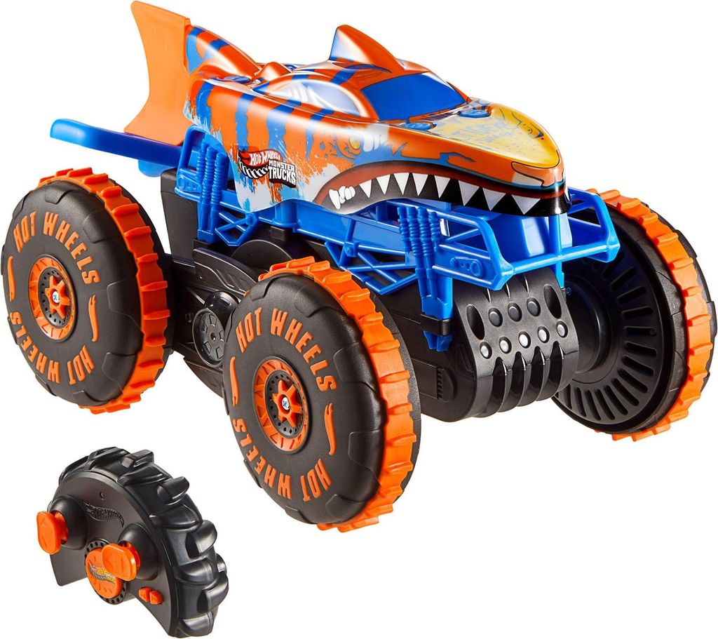 Mattel Hot Wheels Monster Trucks Tiger Shark Climber RC-Fahrzeug, batteriebetriebener Spielzeug-Truck mit Fernbedienung