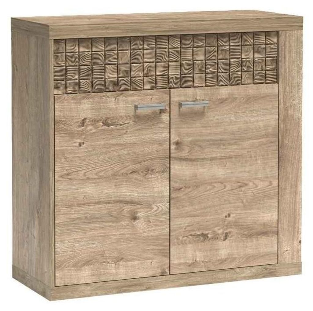 Masseno Kommode YASUO 102 cm Sideboard mit Schubladen und 2 Türen für Wohnzimmer Schlafzimmer Modern 102x40,5x99 cm Eichefarben