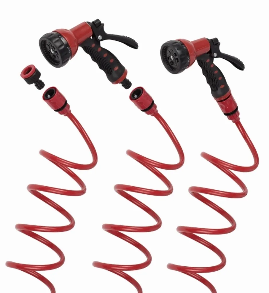 Tuyau d'arrosage 15m spirale auto-rétractable et douchette multi-jets - 7