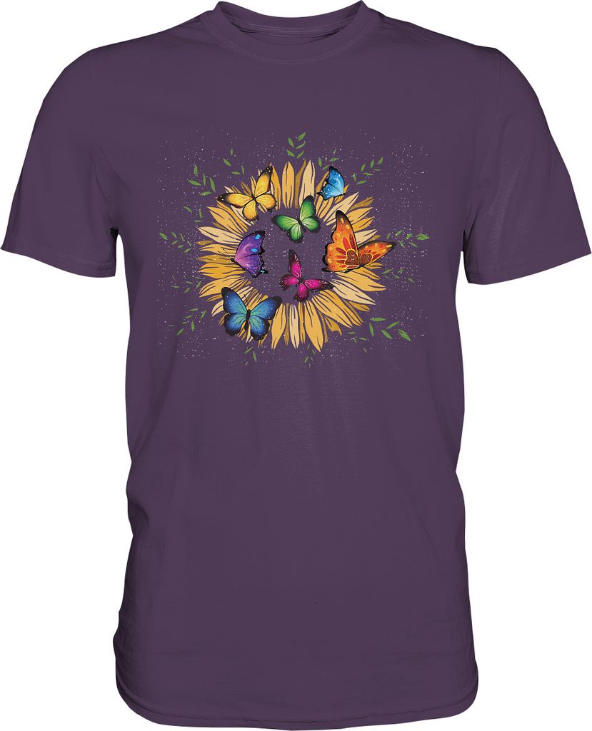Sonnenblumen Schmetterlinge Shirt Garten Motiv Gärtner Produktbild 