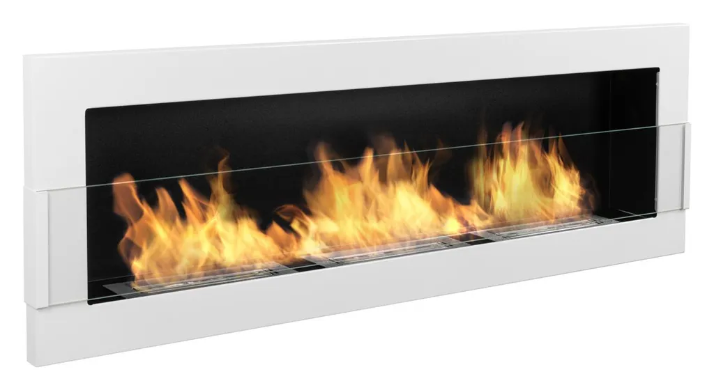 Biocheminee 120cm Blanche - Vrai Feu de Cheminée sans les Travaux
