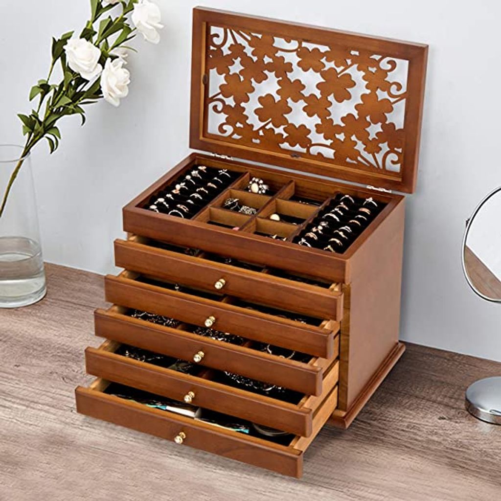Schmuckkasten Schmuckkoffer 6 Schicht mit Schubladen Uhrenbox Schmuckschatulle 