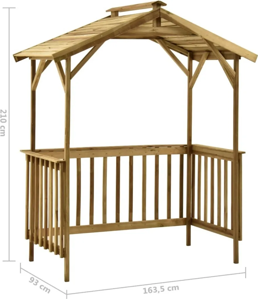 Toit de Protection pour Barbecue en Bois de Pin 163x93x210 cm Extérieur - 14