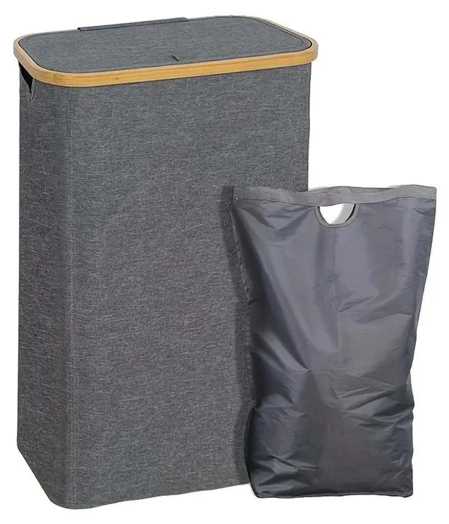 Panier à linge pour petits espaces, gris 60L, sac transportable