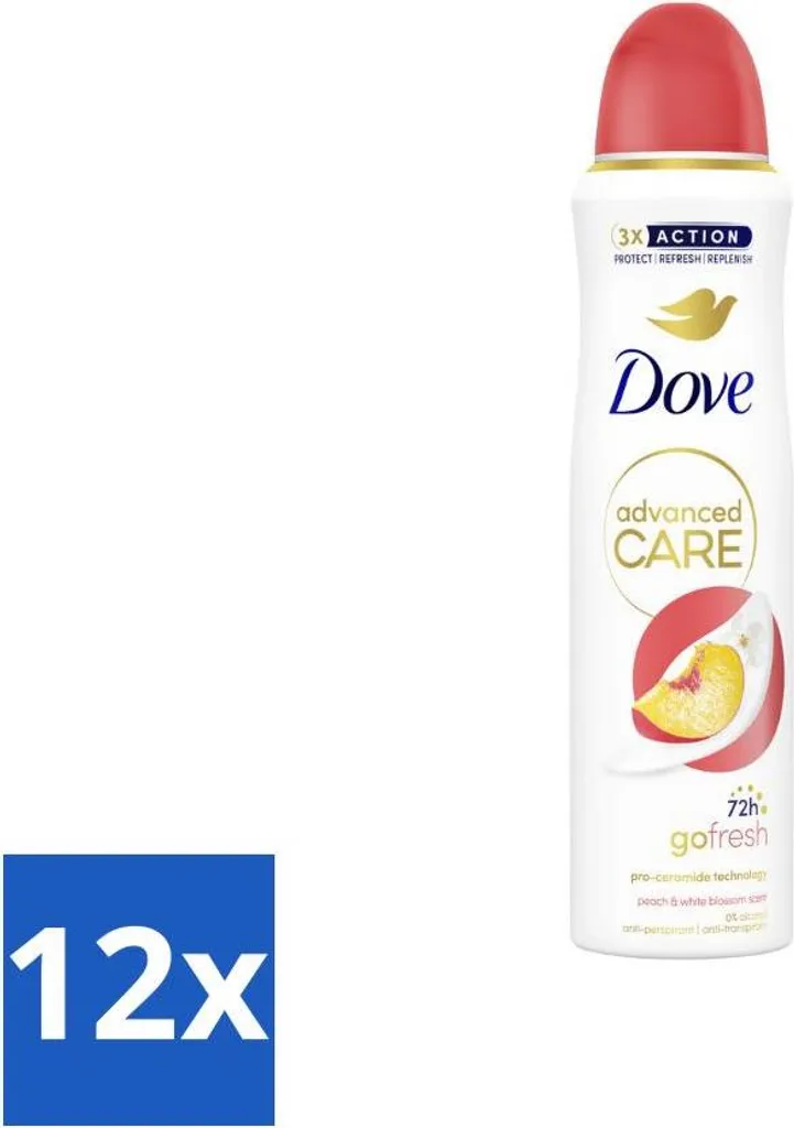 Dove Deodorant Spray Fiori di Pesca 150ml - Set 12 Pezzi Risparmio