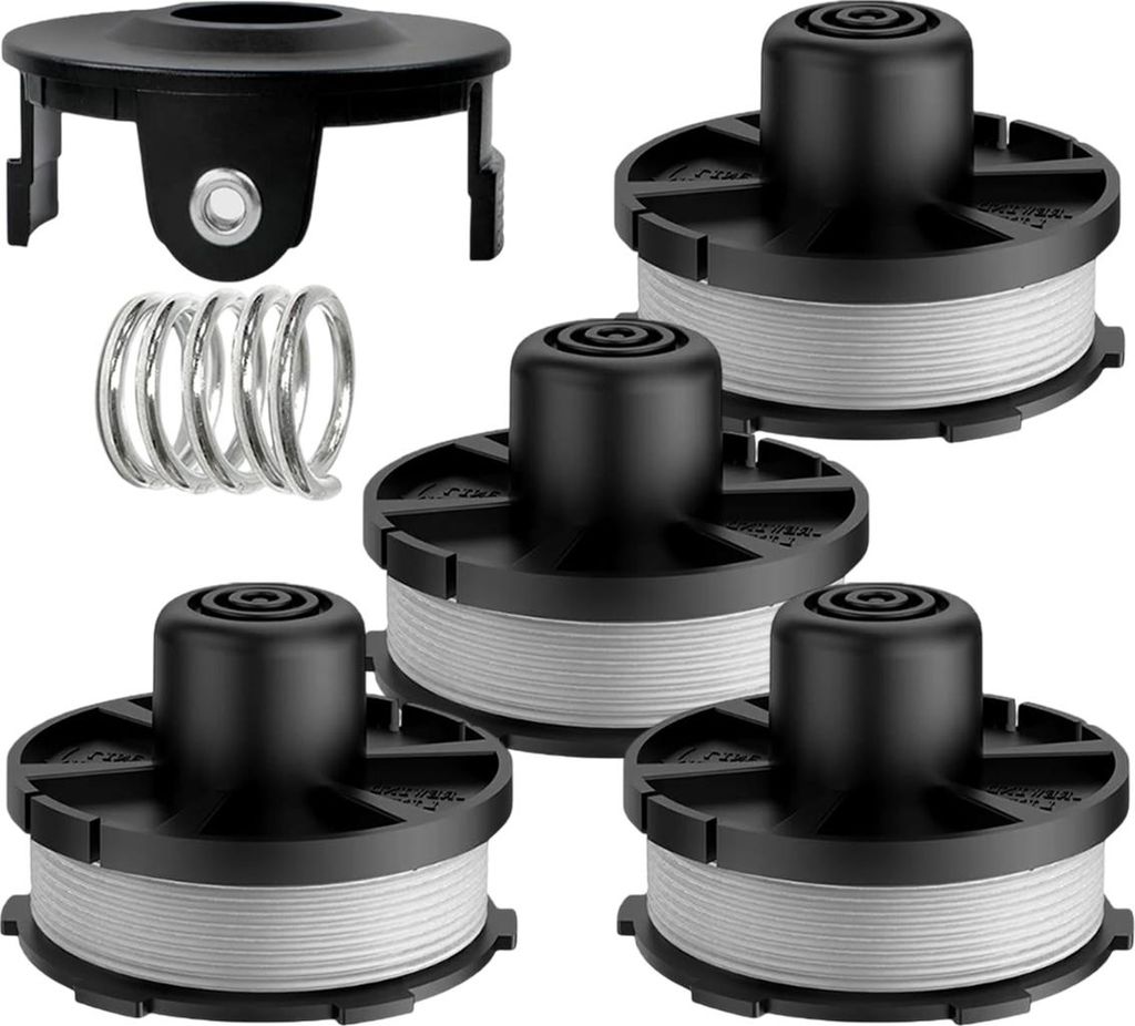 Makita Rasentrimmer Ersatzfaden 4x Spulen Set + Deckel + Feder 1,6 mm 8,3 m für 196146-9/195858-1, Kabellos Fadenspule