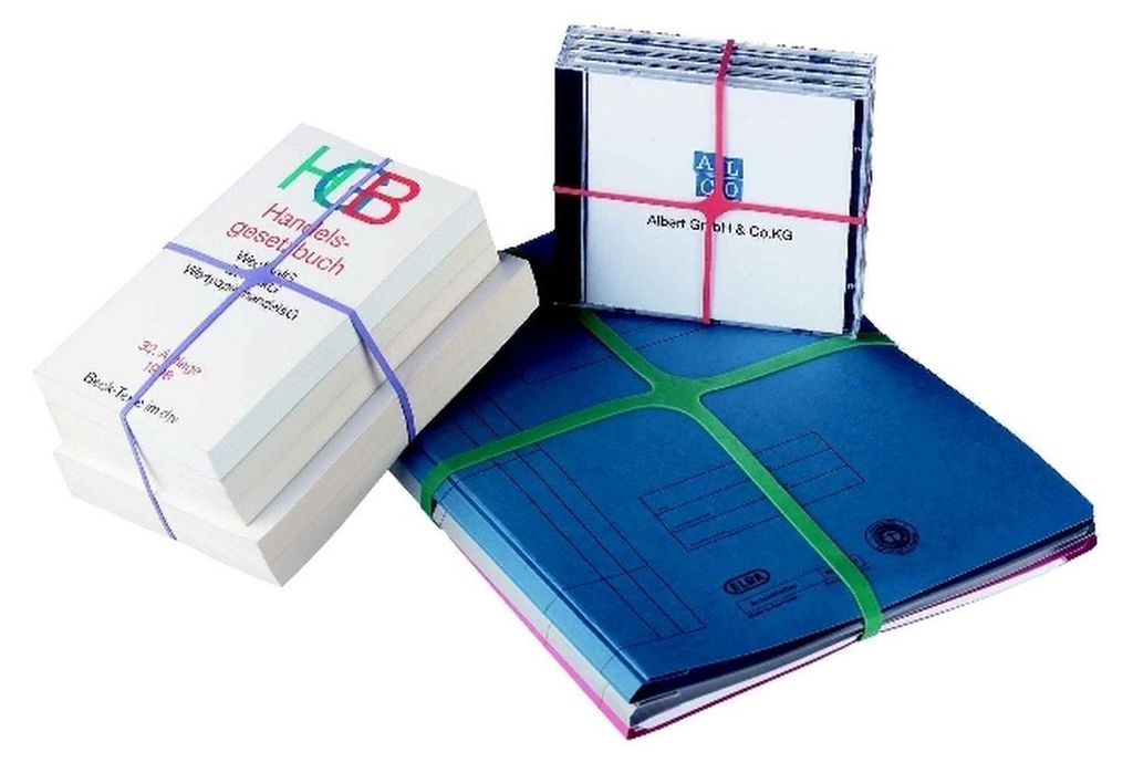 Gomme a fascia incrociata 150x11/DM 100mm colorate PU=100 g Immagine del prodotto 