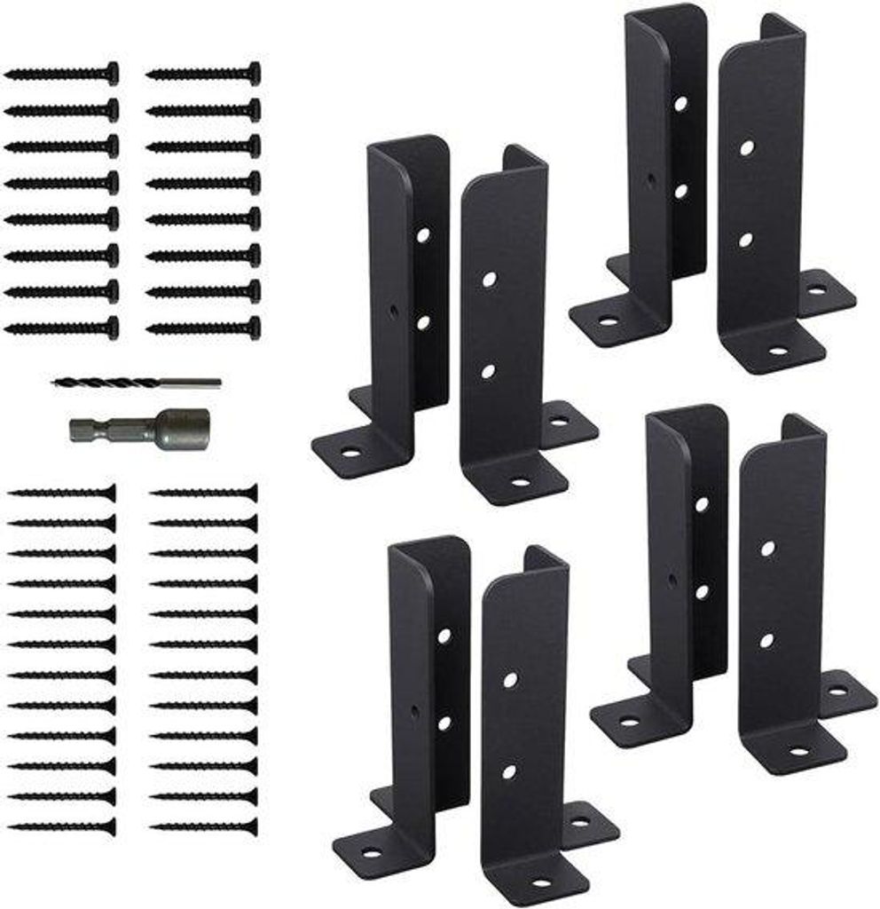 Schwarze Stahl Basisbeugel Set 8 Teile Massiv