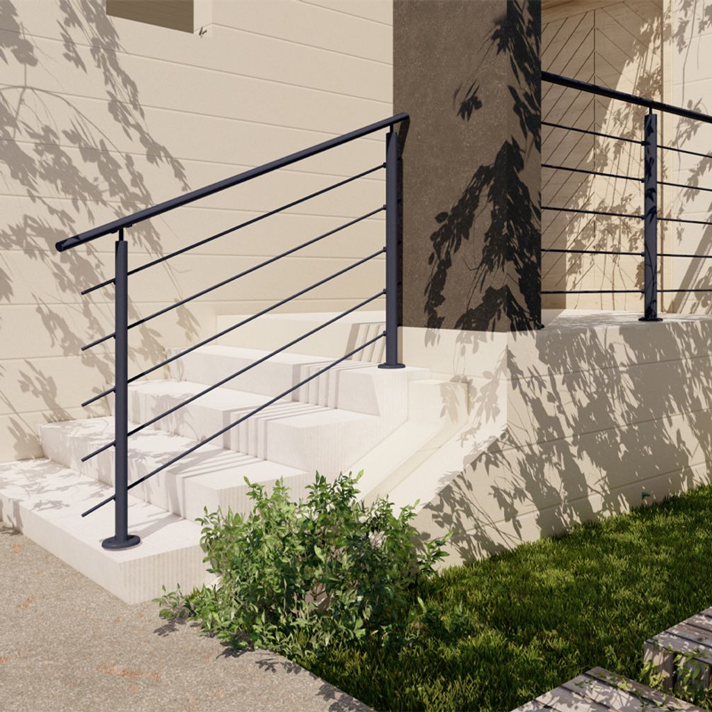 PRESTIO – Geländerpfosten aus Aluminium Farbe Anthrazit RAL 7016 Flachbefestigung