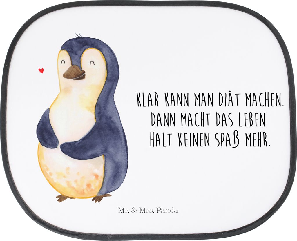 Mr. & Mrs. Panda Sonnenschutz Autoscheibe Pinguin Diät - Weiß - Geschenk, Autoscheiben, für Auto, Abnehmen, Seitlicher, Motivation, Hitzeschutz,...