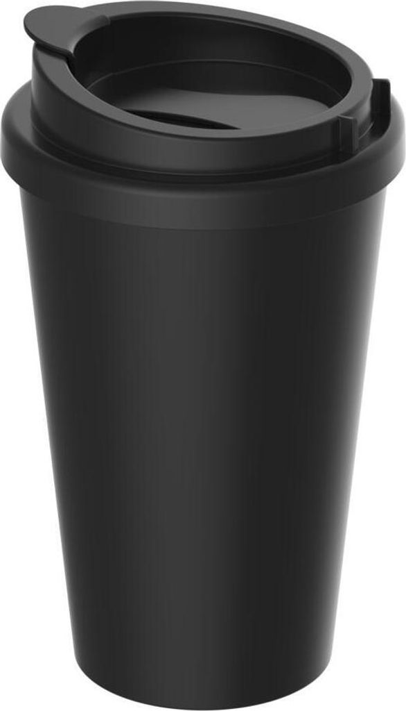 Kaffeebecher PremiumPlus Coffee Mug 350 ml – Doppelwandiger Kunststoff-Kaffeebecher mit Verschlussdeckel, Germany, für unterwegs - Schwarz