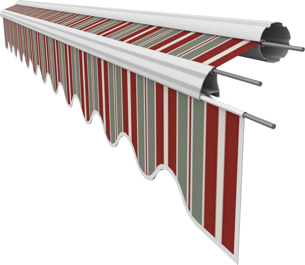 VANA Markisenstoff mit Volant für 4,5 x 3 m Markisen Markisenersatzstoff fertig genäht Maß Bespannung 4,38 x 3 m Volant 4,38 x 0,21 m Design SPD036