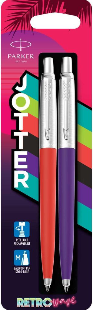PARKER Druckkugelschreiber JOTTER RETRO WAVE 2er Pack rot und violett