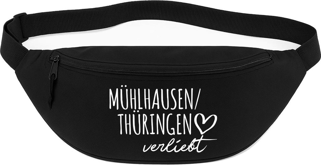 Huuraa Bauchtasche Mühlhausen/Thüringen verliebt 2,5 Liter Black Polyester Crossbody Bag Geschenkidee