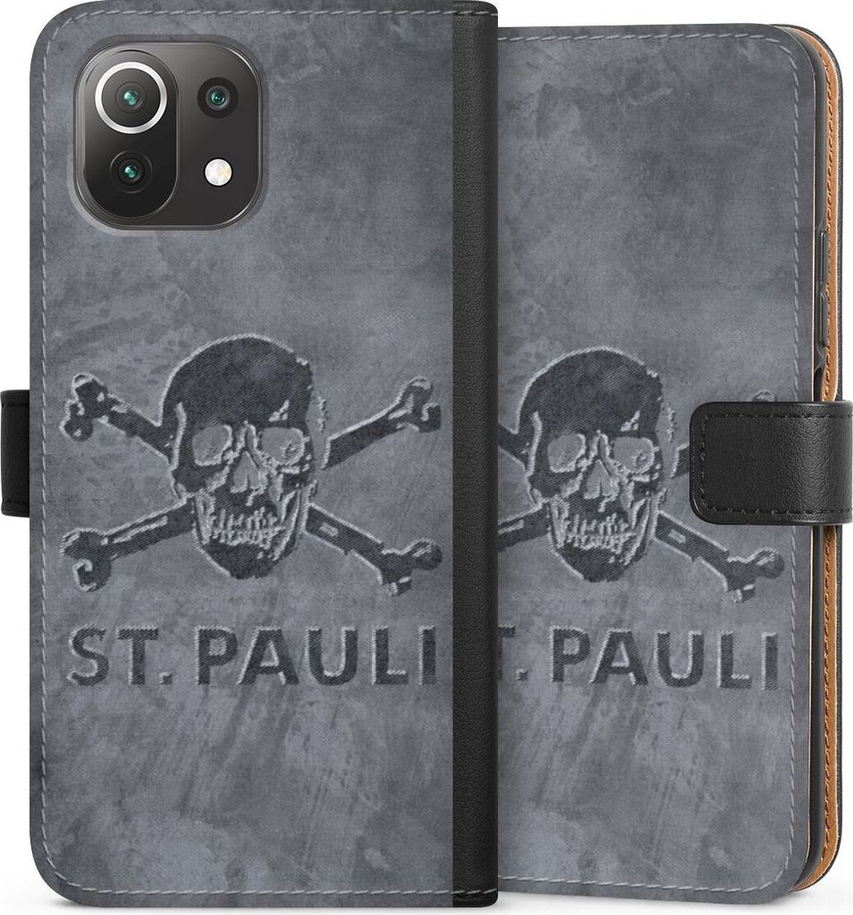 DeinDesign Klapphülle für Xiaomi Mi 11 Lite 5G NE Handytasche Lederhülle Tasche Beton FC St. Pauli Logo
