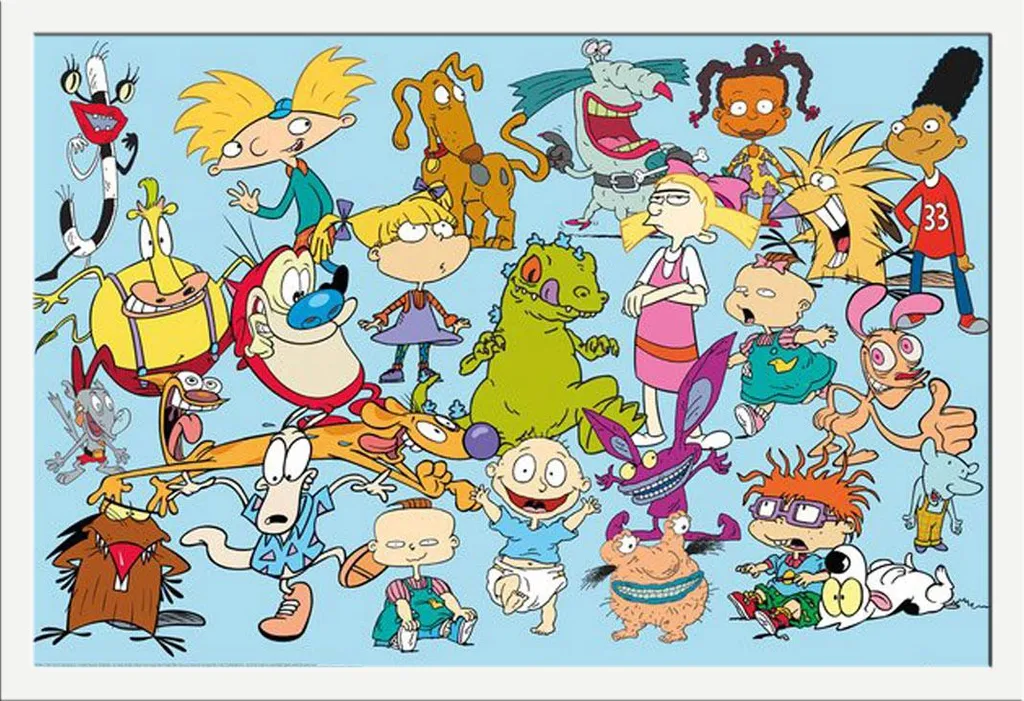 Maxi Poster Personaggi Nickelodeon + Cornice Shinsuke MDF Bianco