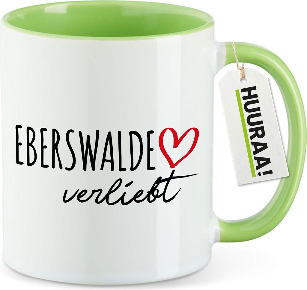 Huuraa Kaffeetasse Eberswalde verliebt 330ml Grün Keramik Kaffeebecher Geschenkidee