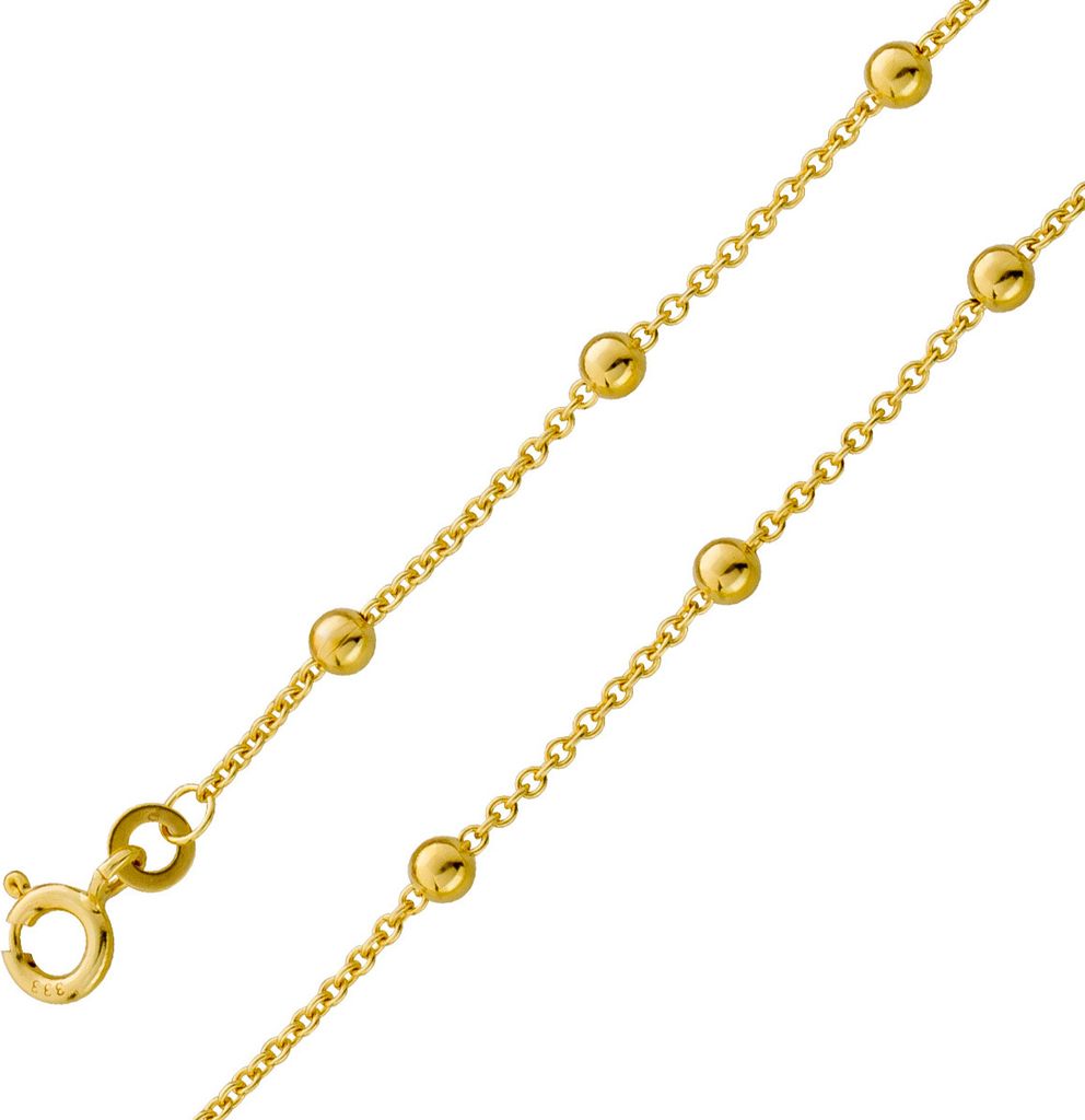 Fußkette 1,4mm Gold 333 8 Karat Goldkugeln 25