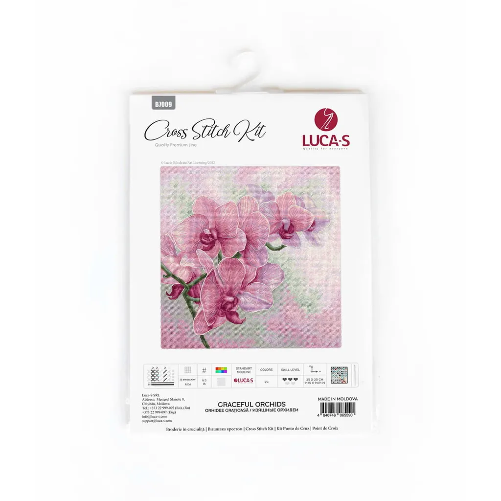 Tableau broderie point de croix compté Orchidées gracieuses 25cm - 3