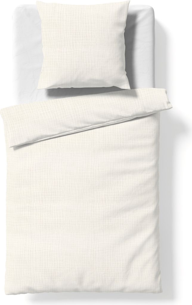 Fleuresse Musselin Bettwäsche 155x220 Faro elfenbein uni Crinkle-Optik 614446-1109