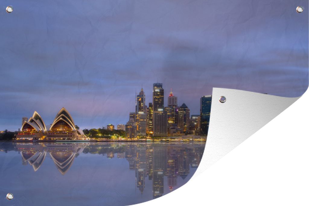MuchoWow 120x80 cm Outdoor-Poster Gartendeko Sichtschutz Garten Poster für den Garten Spiegelung von Sydney im Wasser in Australien