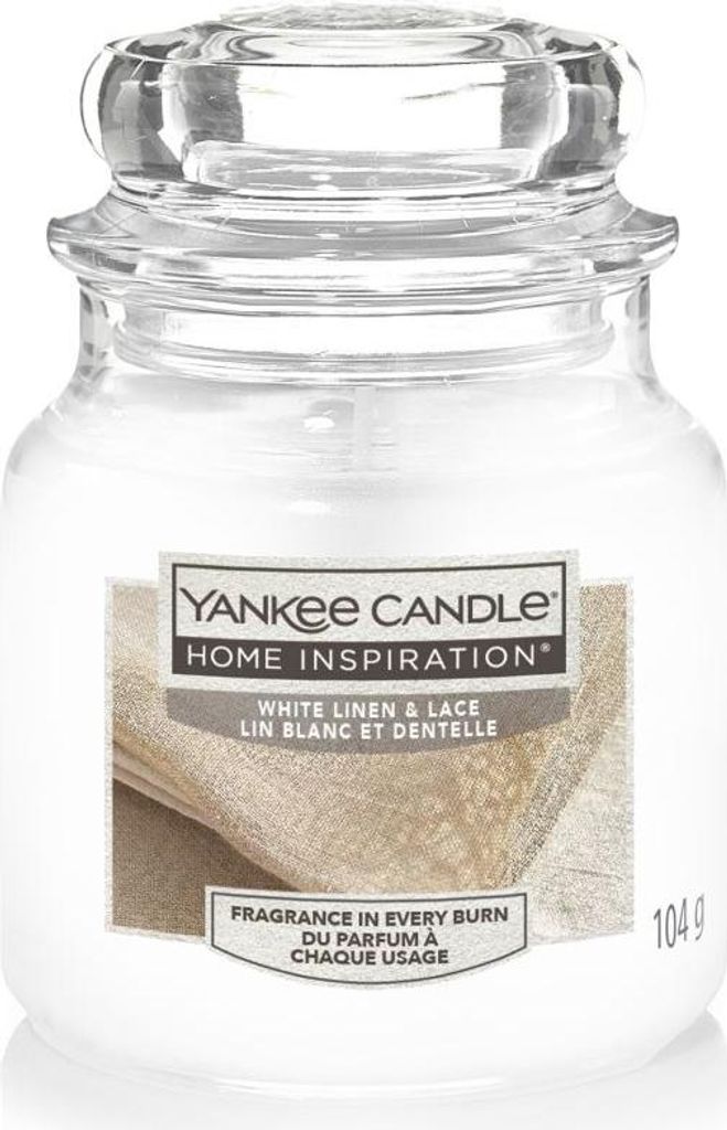 Yankee Candle Duftkerze Kleines Glas White Linen & Lace 104 g, weiß