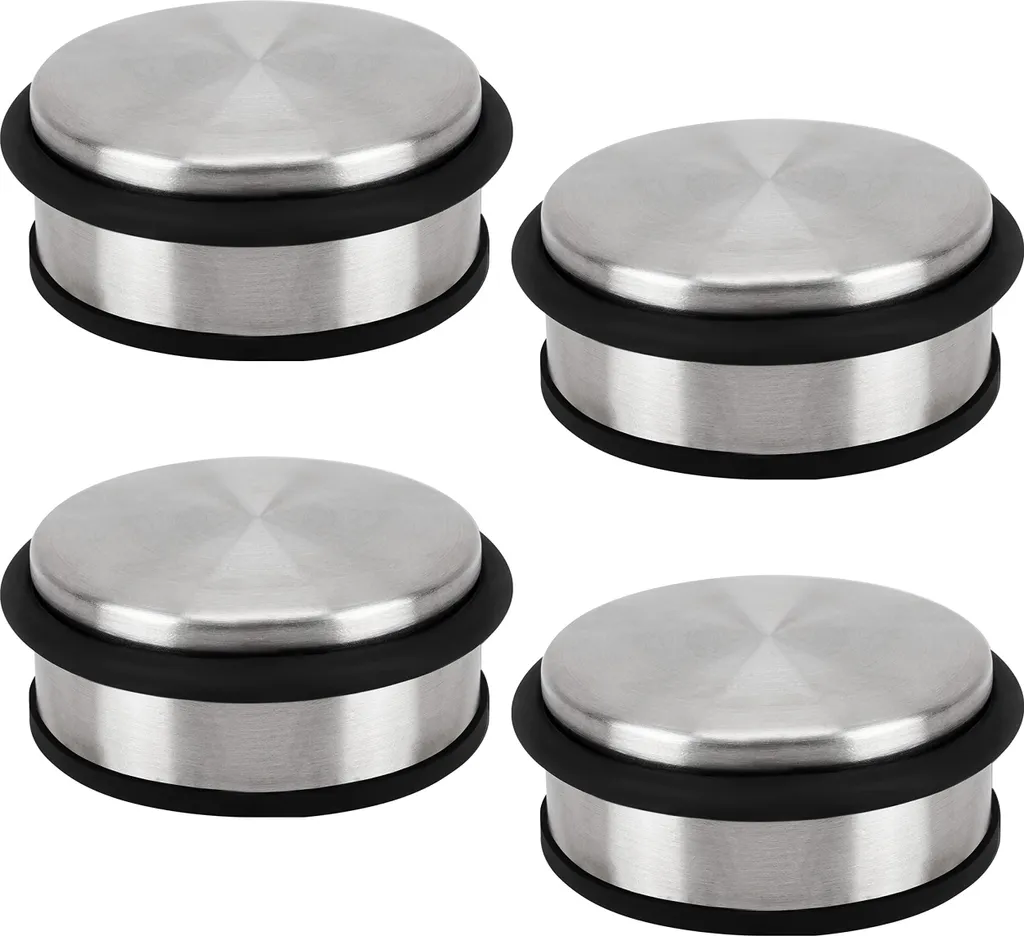 Lot de 4 butoirs de porte en acier inoxydable 1,2kg - 10cm Inox brossé