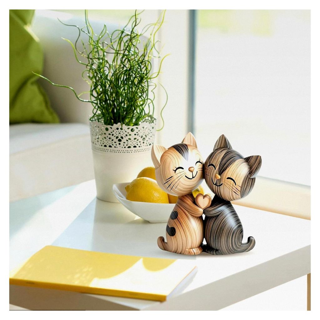 Holzdekoration, Katzenfigur, 2D Flache Holzfigur, Geschenk für Katzenliebhaber, Dekoration für Büro und Zuhause, Handgefertigte Holzfigur