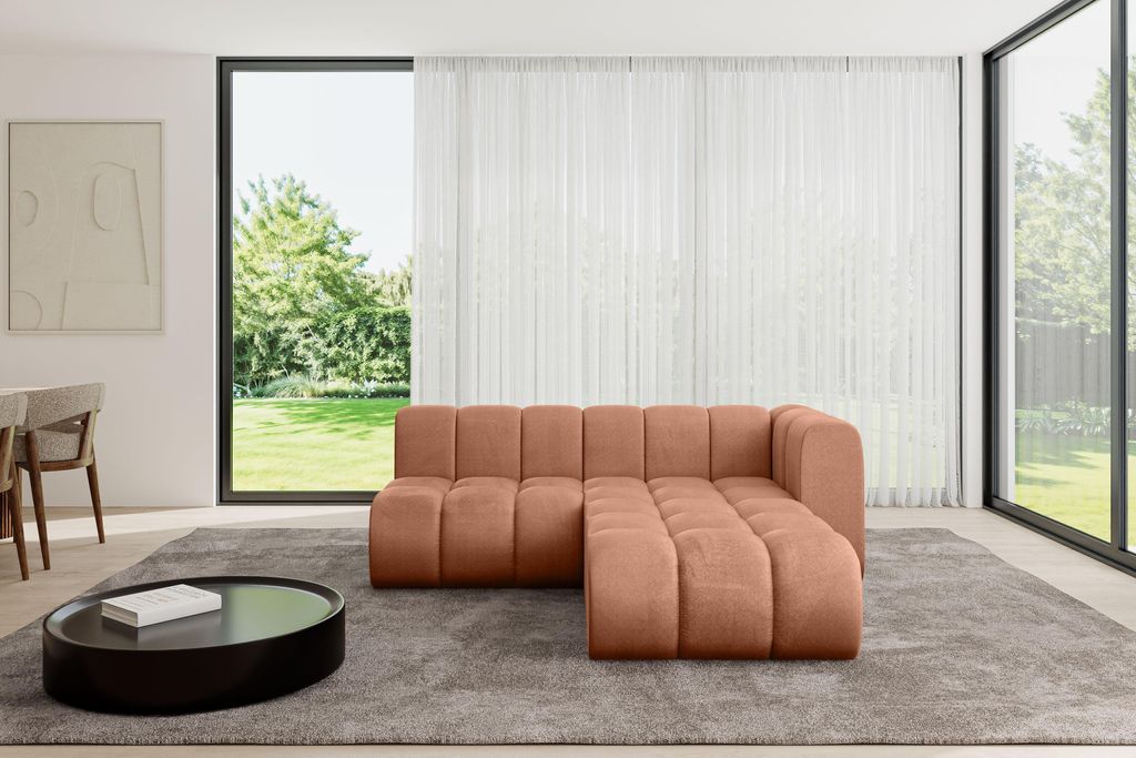 ALTDECOR Modulares Sofa Ecksofa in L-Form - Darnel-L1 - 205x177x70 cm Apricot - Corner modular Sofa Eckcouch Couch Wohnlandschaft Cauchsofa Bodenso...