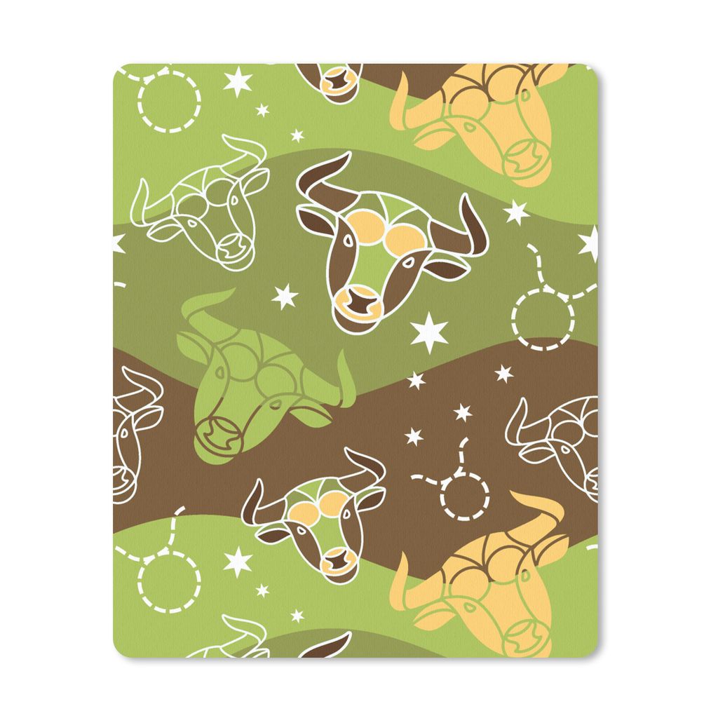 MuchoWow Mauspad Mousepad Stier - Tierkreiszeichen - Grün - Muster 30x40 cm - Mousepads - Maus Mat - Pad - Mausunterlage - Mausmatten