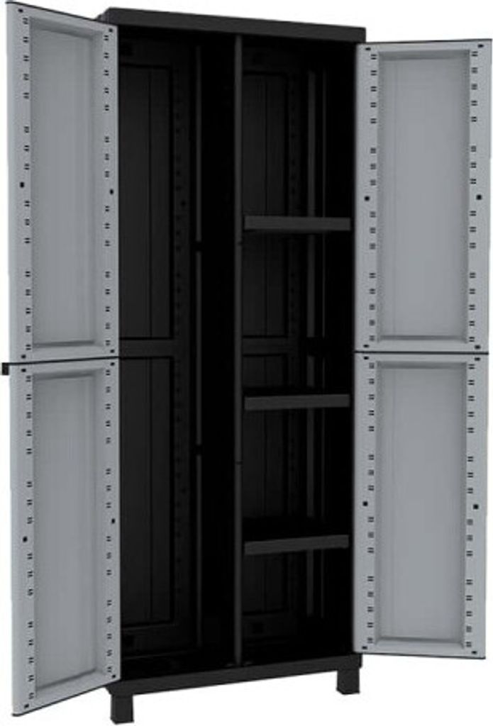 Terry Twist Black 3680, Lagerschrank, Bodenstehend, Wandschrank, 3 Regale, 2 Tür(en), Schwarz, Grau