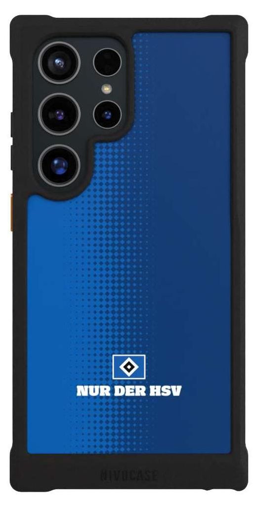NIVOCASE Hülle für Samsung Galaxy S24 Ultra Stoßfeste Handyhülle NIVOmax Case Schwarz HSV Logo Offizielles Lizenzprodukt