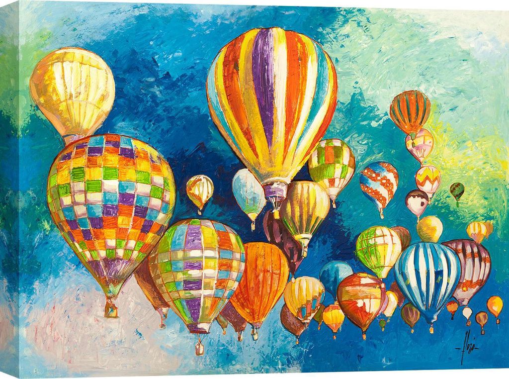 Leinwandbild, Heißluftballons - Luigi Florio, Im Himmel schwebend II - 100x70 cm
